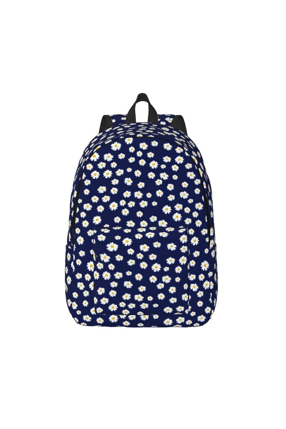 Daisies Flowers Print Canvas Backpack Travel Rucksack Unisex Knapsack 15.7/17.7Inch Laptop Backpack for Work,College -Small