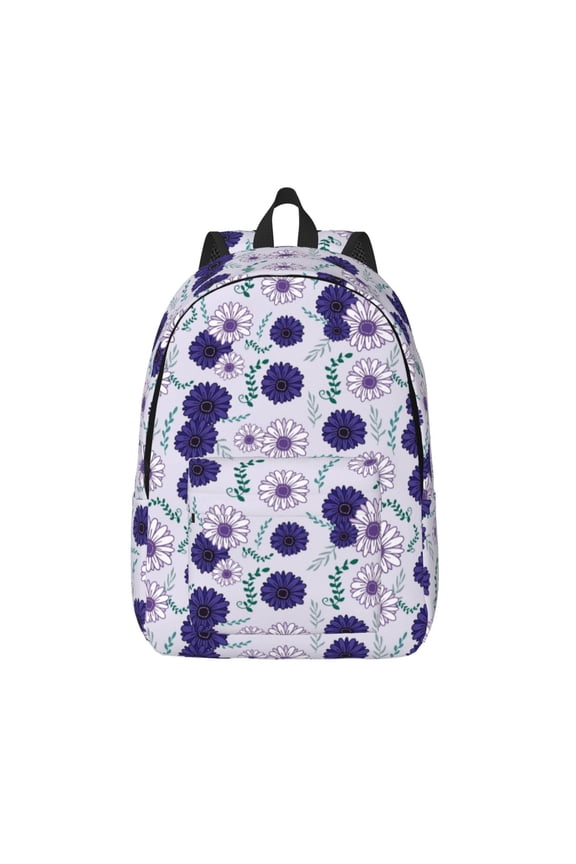 Daisies Flowers Print Canvas Backpack Travel Rucksack Unisex Knapsack 15.7/17.7Inch Laptop Backpack for Work,College -Small