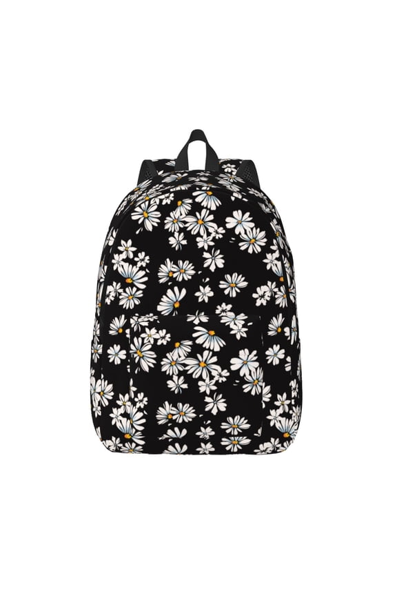 Daisies Flowers Print Canvas Backpack Travel Rucksack Unisex Knapsack 15.7/17.7Inch Laptop Backpack for Work,College -Small