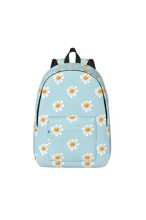 Daisies Flowers Print Canvas Backpack Travel Rucksack Unisex Knapsack 15.7/17.7Inch Laptop Backpack for Work,College -Small