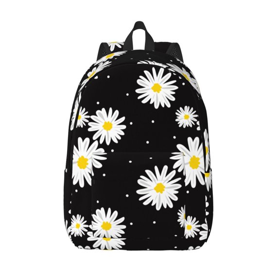 Vsdgher Daisies Flowers Print Canvas Backpack Travel Rucksack Unisex Knapsack 15.7/17.7Inch Laptop Backpack for Work,College -Small
