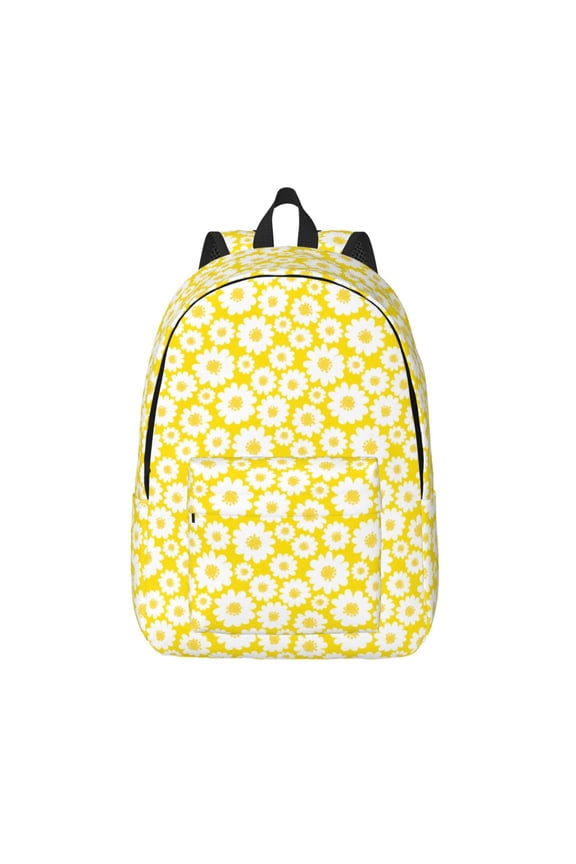 Daisies Flowers Print Canvas Backpack Travel Rucksack Unisex Knapsack 15.7/17.7Inch Laptop Backpack for Work,College -Small