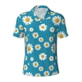 thumbnail image 1 of Vsdgher Daisies Flowers Print Men's Short Sleeve Stretch Polo Shirt, Moisture-Wicking Performance Polo Shirt, 1 of 8