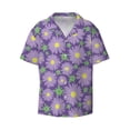 thumbnail image 1 of Vsdgher Daisies Flowers Print Men's Wrinkle Free Untucked Cuban Shirt Business Casual Button Down Shirts Short Sleeve Shirt, 1 of 7