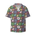 thumbnail image 1 of Vsdgher Daisies Flowers Print Men's Wrinkle Free Untucked Cuban Shirt Business Casual Button Down Shirts Short Sleeve Shirt, 1 of 1