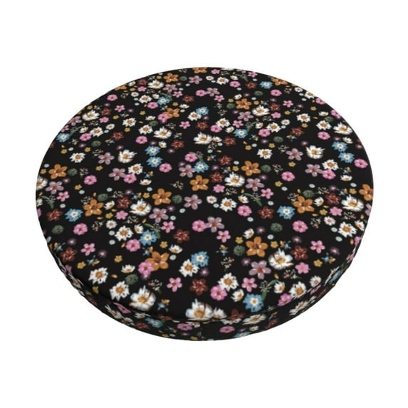Vsdgher Daisies Flowers Print Stool Covers Round,Stretch Round Stool Covers Washable Stool Cushion Slipcover Elastic Chair Covers for 12-14 Inch Chair