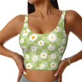 thumbnail image 1 of Vsdgher Daisies Flowers Print Women Sleeveless Athletic Tank Top Built-in Bra Camisole Sports Vest for Yoga Running Fitness Exercise with Removable Pads, 1 of 8