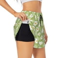 thumbnail image 1 of Vsdgher Daisies Flowers Print Women's Running Double Layer Shorts High Waisted with Pockets Elastic Yoga Workout Athletic Gym Sports, 1 of 8