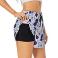 thumbnail image 1 of Vsdgher Daisies Flowers Print Women's Running Double Layer Shorts High Waisted with Pockets Elastic Yoga Workout Athletic Gym Sports, 1 of 8