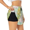 thumbnail image 1 of Vsdgher Daisies Flowers Print Women's Running Double Layer Shorts High Waisted with Pockets Elastic Yoga Workout Athletic Gym Sports, 1 of 8