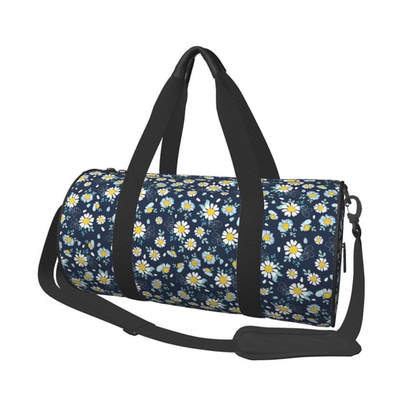 Vsdgher Daisy Floral B 45L Foldable Duffel Bag, Sports Gym Bag,Overnight Bag, Portable Weekender Bag for Airplanes