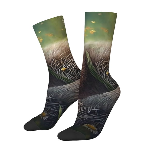 Vsdgher Daisy Sleeping Sloth Crew Socks for Men & Women, Breathable Casual Athletic Ankle Socks