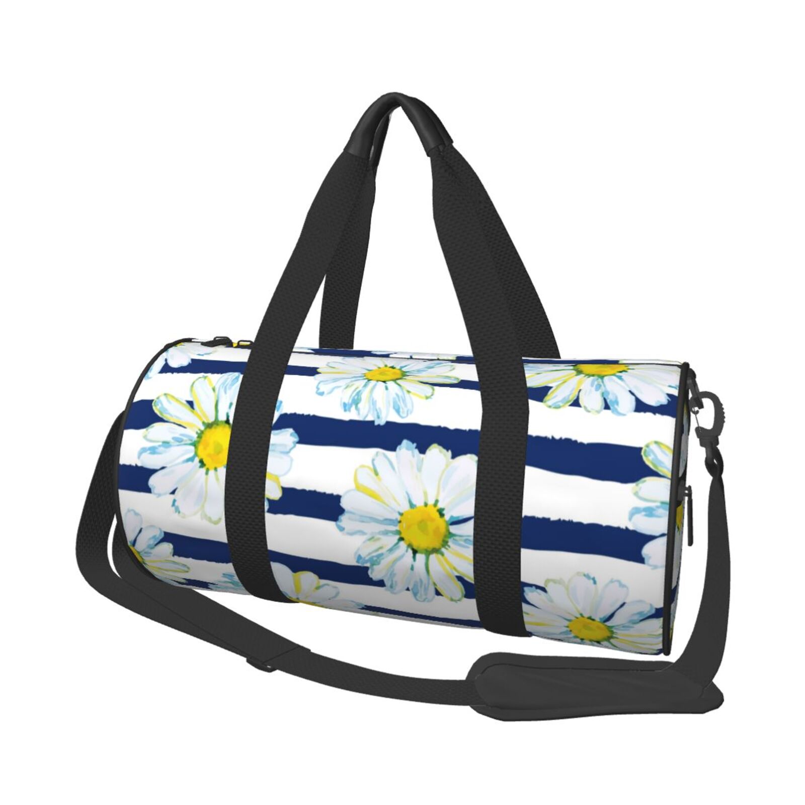 Vsdgher Daisy Striped Nautical 45L Foldable Duffel Bag, Sports Gym Bag,Overnight Bag, Portable Weekender Bag for Airplanes