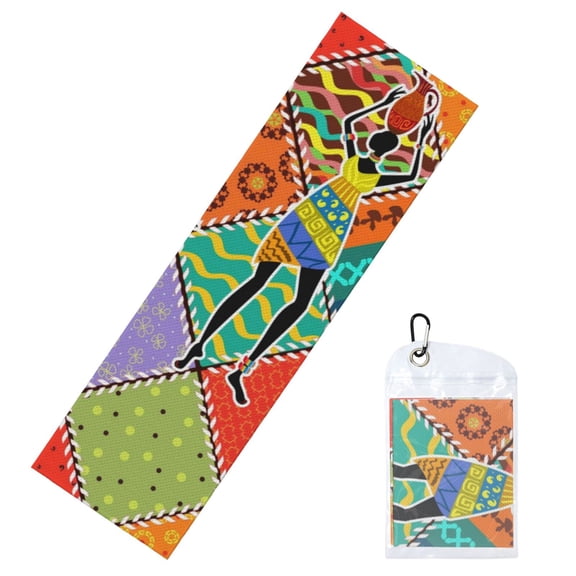 Vsdgher Dancing African Womans Cooling Towel (40"x12"), Soft Breathable Chilly Towel, Ice Towel, Microfiber Towel for Sport, Workout & More Activities