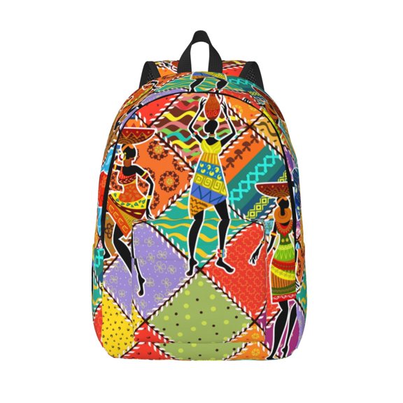 Vsdgher Dancing African Womans Print Canvas Backpack Travel Rucksack Unisex Knapsack 15.7/17.7Inch Laptop Backpack for Work,College -Medium