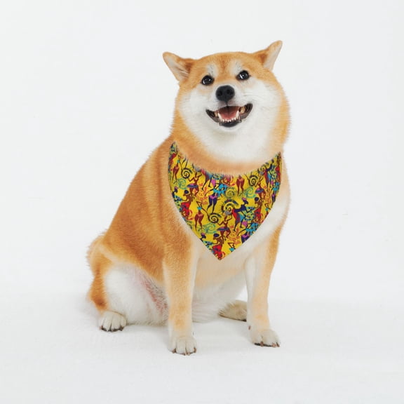Vsdgher Dancing African Women Dog Bandana Custom Dog Scarf Breathable Puppy Kerchief with Adjustable Bandana Bib for Dog and Cat-XX-Large