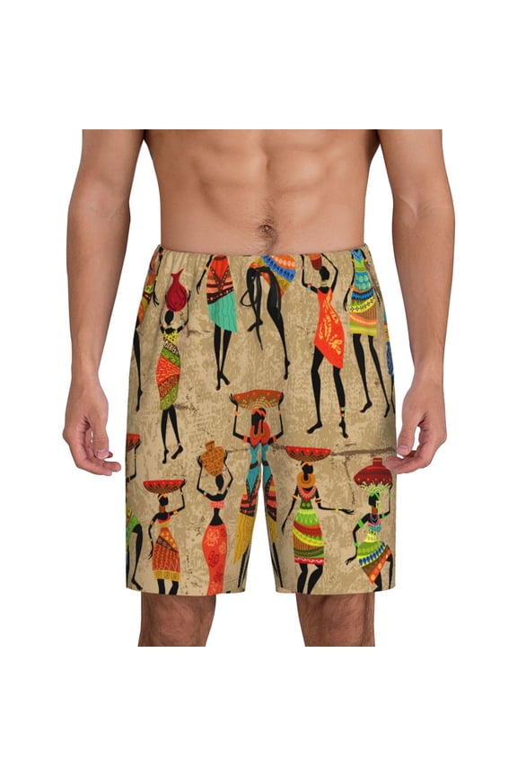 Dancing African Women Print Men's Pajama Shorts Lounge Bottoms Sleep Shorts Elastic Waist Lightweight PJ Shorts with Pockets-XX-Large
