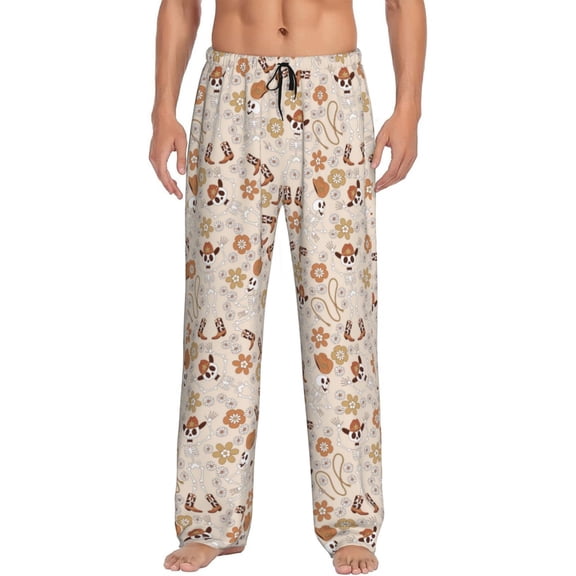 Vsdgher Dancing Cowboy Skeleton Print Mens Pajama Pants Sleep & Lounge Pants, PJ Bottoms With elastic waistb and Pockets