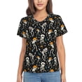 thumbnail image 1 of Vsdgher Dancing Skeleton Party Women Shirts V Neck Short Sleeve Tops T-Shirt Basic Tees, S to 3XLXX-Large, 1 of 5