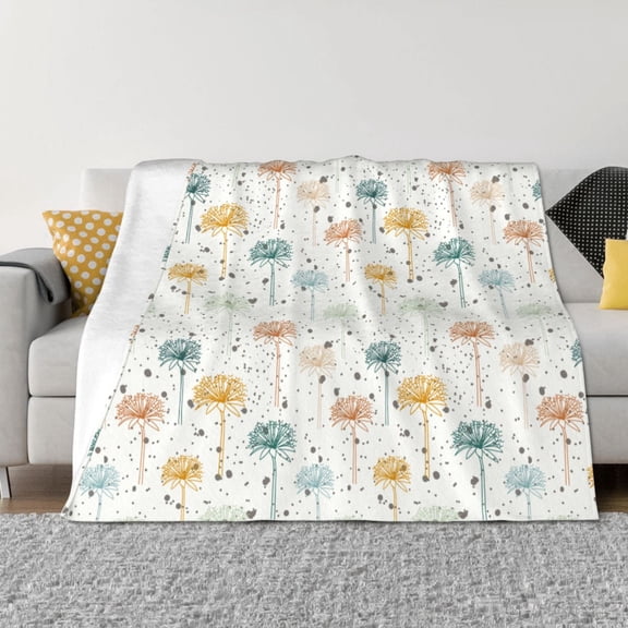 Vsdgher Dandelion Pattern Fleece Throw Blanket, Horizontal Fleece Bedding Home Decor for Couch & Bed All Season Use -50"x40"