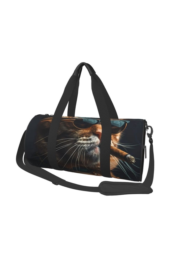 Dapper Cat in Sunglasses 45L Foldable Duffel Bag, Sports Gym Bag,Overnight Bag, Portable Weekender Bag for Airplanes