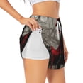 thumbnail image 1 of Vsdgher Dark Red Hooded Girl Athletic Shorts for Women, Women's Running Double Layer Shorts, High Waisted Yoga Shorts, Workout Athletic Shorts-Large, 1 of 7
