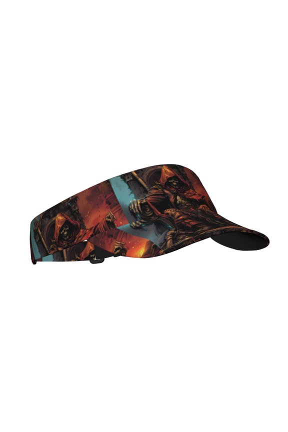 Dark Skull King Throne Print Adult Sunscreen Visor Cap,1 Piece of Sport Sun Visor Hats Adjustable Sun Hat for Outdoor Activities Fits for Women and Men (One Size)