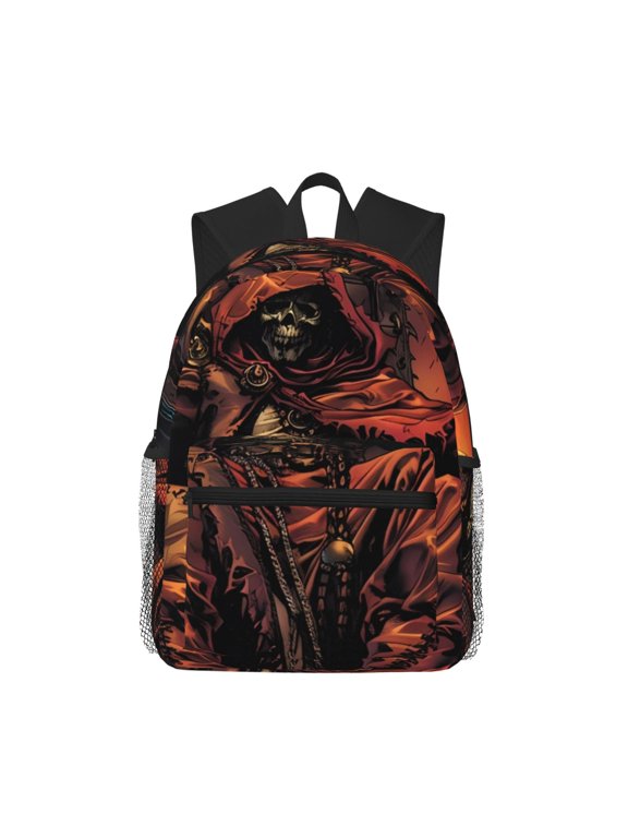 Dark Skull King Throne Unisex Large Capacity Bookbag, Schoolbag, Casual Daypack for High School, College, Teens, Travel, Work