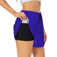 thumbnail image 1 of Vsdgher Darkblue Print Women's Running Double Layer Shorts High Waisted with Pockets Elastic Yoga Workout Athletic Gym Sports, 1 of 8