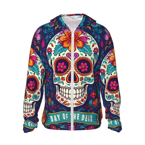 Vsdgher Dead Day Party Print Adult Hoodie Shirts Rash Guard for Men Women,Long Sleeve Sun Protection Fishing Shirts for Athletic Running Swim-XX-Large