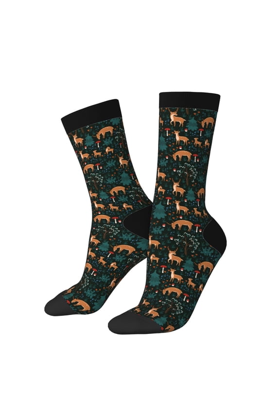 Deers In The Forest Crew Socks for Men & Women, Breathable Casual Athletic Ankle Socks