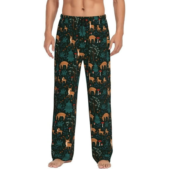 Vsdgher Deers In The Forest Mens Pajama Pants Sleep & Lounge Pants, PJ Pants-Large