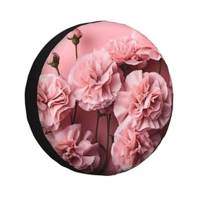 Vsdgher Delicate Pink Carnations for Spare Tire Cover, Tire Wheel Protector Wheel Cover Fit for Truck,Trailer,RV,SUV,Camper and Most Vehicle-16 inch