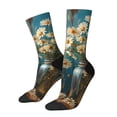 thumbnail image 1 of Vsdgher Delicate White Daisy Jars Crew Socks for Men & Women, Breathable Casual Athletic Ankle Socks, 1 of 6