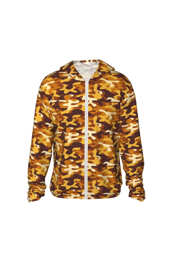 Desert Camouflage Print Adult Hoodie Shirts Rash Guard for Men Women,Long Sleeve Sun Protection Fishing Shirts for Athletic Running Swim-Small