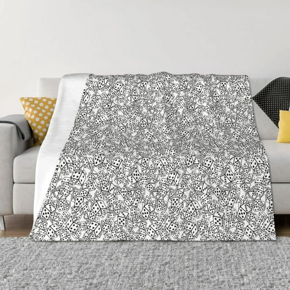 Vsdgher Dice Cubes Pattern Fleece Throw Blanket, Horizontal Fleece Bedding Home Decor for Couch & Bed All Season Use -50"x40"