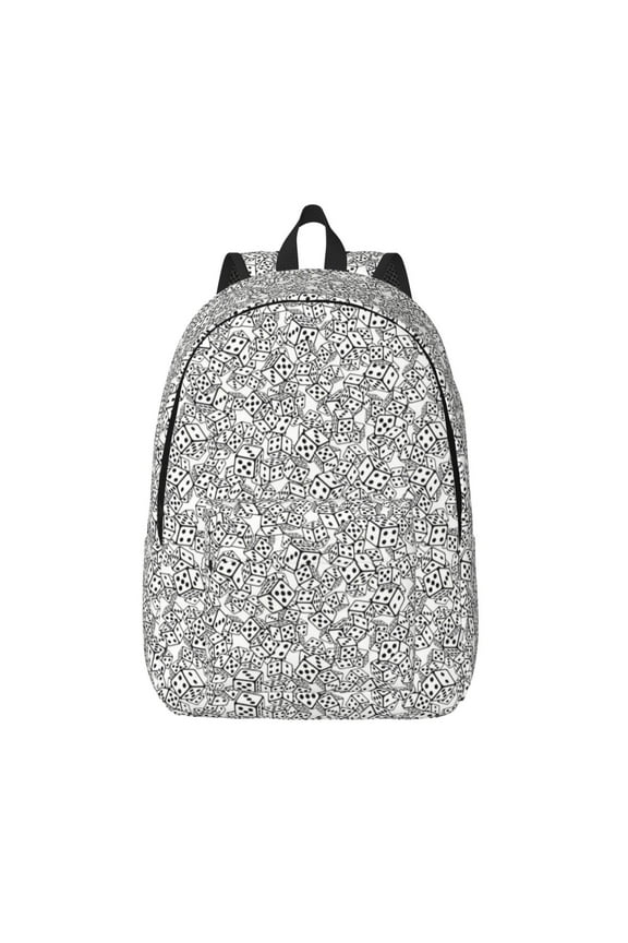 Dice Cubes Print Canvas Backpack Travel Rucksack Unisex Knapsack 15.7/17.7Inch Laptop Backpack for Work,College -Small