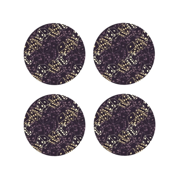 Vsdgher Dice Leather Coasters for Drinks, Durable Drink Coasters 4 Set for Tabletop Protection, Luxurious Home Décor and Housewarming Gift ( {designName})Round Shape