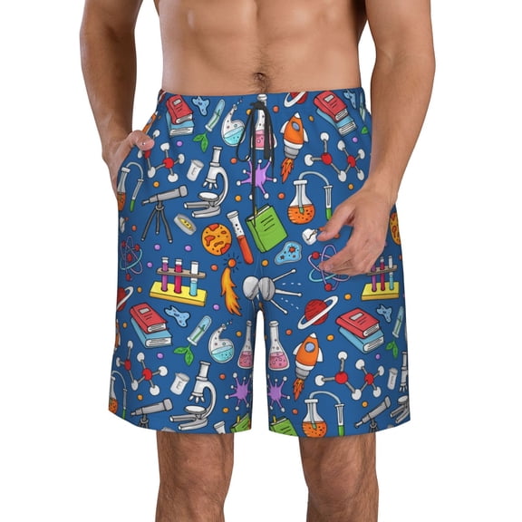 Vsdgher Different Chemical Things Men's Beach Shorts, Surfing shorts, Swim trunks, Quick Dry Swim Trunks for Surfing Beach Fun -Large