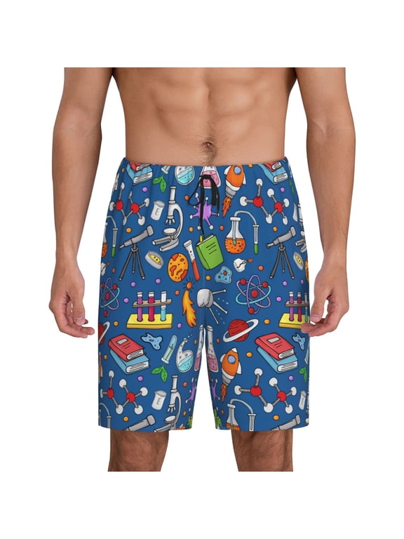 Different Chemical Things Print Men's Pajama Shorts Lounge Bottoms Sleep Shorts Elastic Waist Lightweight PJ Shorts with Pockets-Large