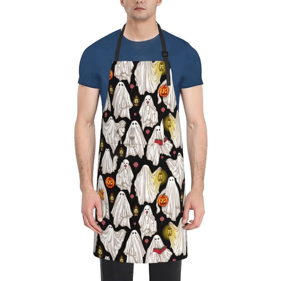 Vsdgher Different Ghosts Waterproof Apron with 2 Pockets Kitchen Chef Aprons Bibs for Grooming Cooking Baking Painting Gardening