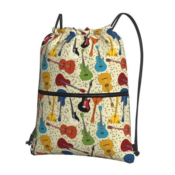 Vsdgher Different Kind Of Guitars Drawstring Backpack Water Resistant String Bag Sports Sackpack Gym Sack for Men Women