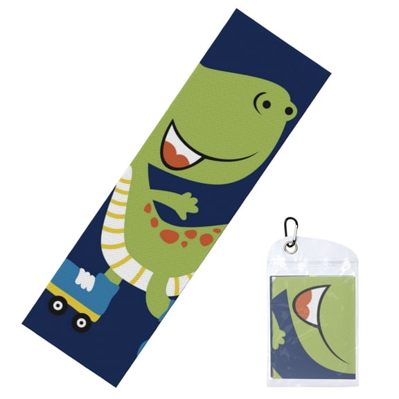 Vsdgher Dino Playing Roller Skate Cooling Towel (40"x12"), Soft Breathable Chilly Towel, Ice Towel, Microfiber Towel for Sport, Workout & More Activities