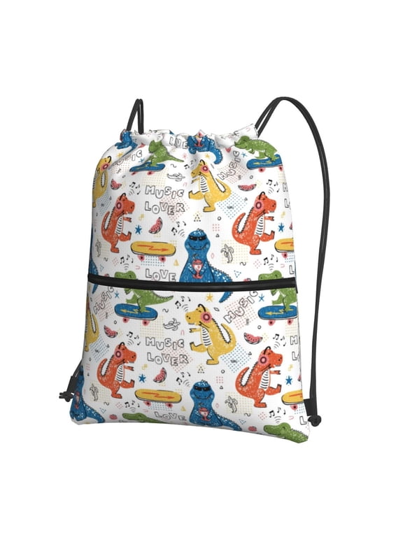 Dinosaur (2) Drawstring Backpack Water Resistant String Bag Sports Sackpack Gym Sack for Men Women