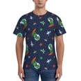thumbnail image 1 of Vsdgher Dinosaur Astronaut Print Men's Dry Fit Mesh Athletic Shirts Moisture Wicking Tennis T-Shirt Tops, 1 of 9