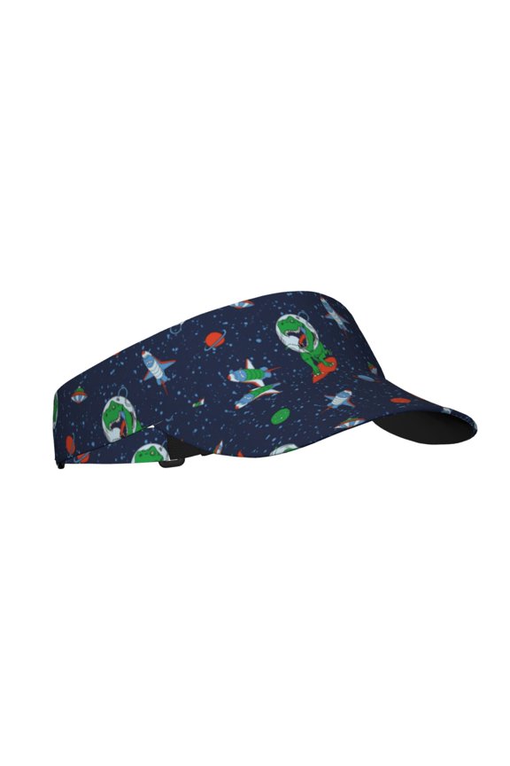 Dinosaur Astronaut Space Surfing Print Adult Sunscreen Visor Cap,1 Piece of Sport Sun Visor Hats Adjustable Sun Hat for Outdoor Activities Fits for Women and Men (One Size)
