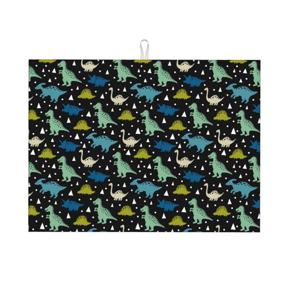 Vsdgher Dinosaur Dish Drying Mat Super Absorbent Drying Mat Large Dish Drying Mats for Kitchen Counter Kitchen Drying Mat 24" x 18"
