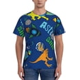 thumbnail image 1 of Vsdgher Dinosaur In Space Print Men's Dry Fit Mesh Athletic Shirts Moisture Wicking Tennis T-Shirt Tops, 1 of 9