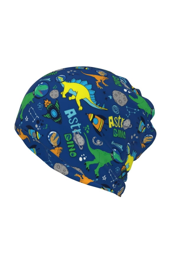 Dinosaur In Space Slouchy Beanie Hat for Men/Women, Skull Cap Chemo Cap Night Sleeping Cap