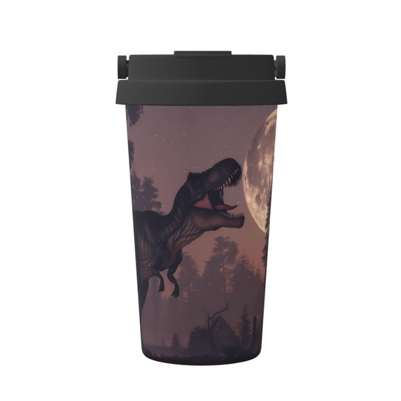 Vsdgher Dinosaur Moonlit Forest Coffee Mug Pobtable To Stainless Steel Coffee Tumbler Coffee Cups with Lids Thermos for Hot and Cold Drink